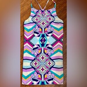 Annie Griffin Multi Colored T Back Boho Silk Dress Size XS Lined
